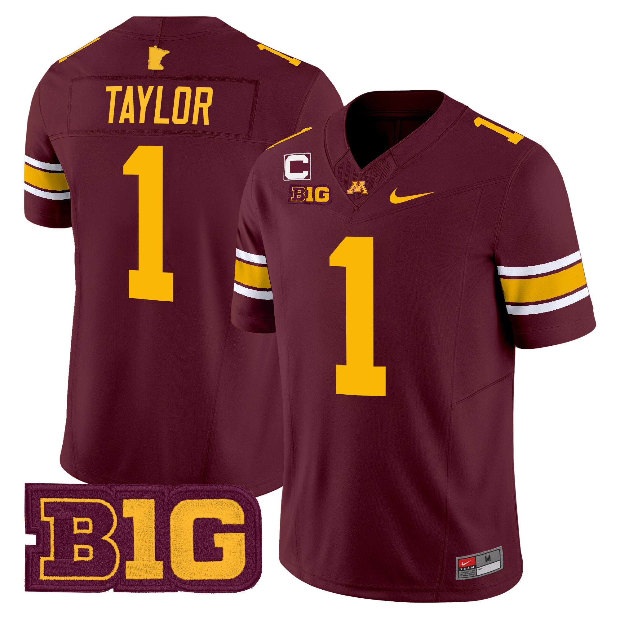 Men Minnesota Golden Gophers #1 Taylor Red Nike 2024 Vapor Limited NCAA Jersey style 1